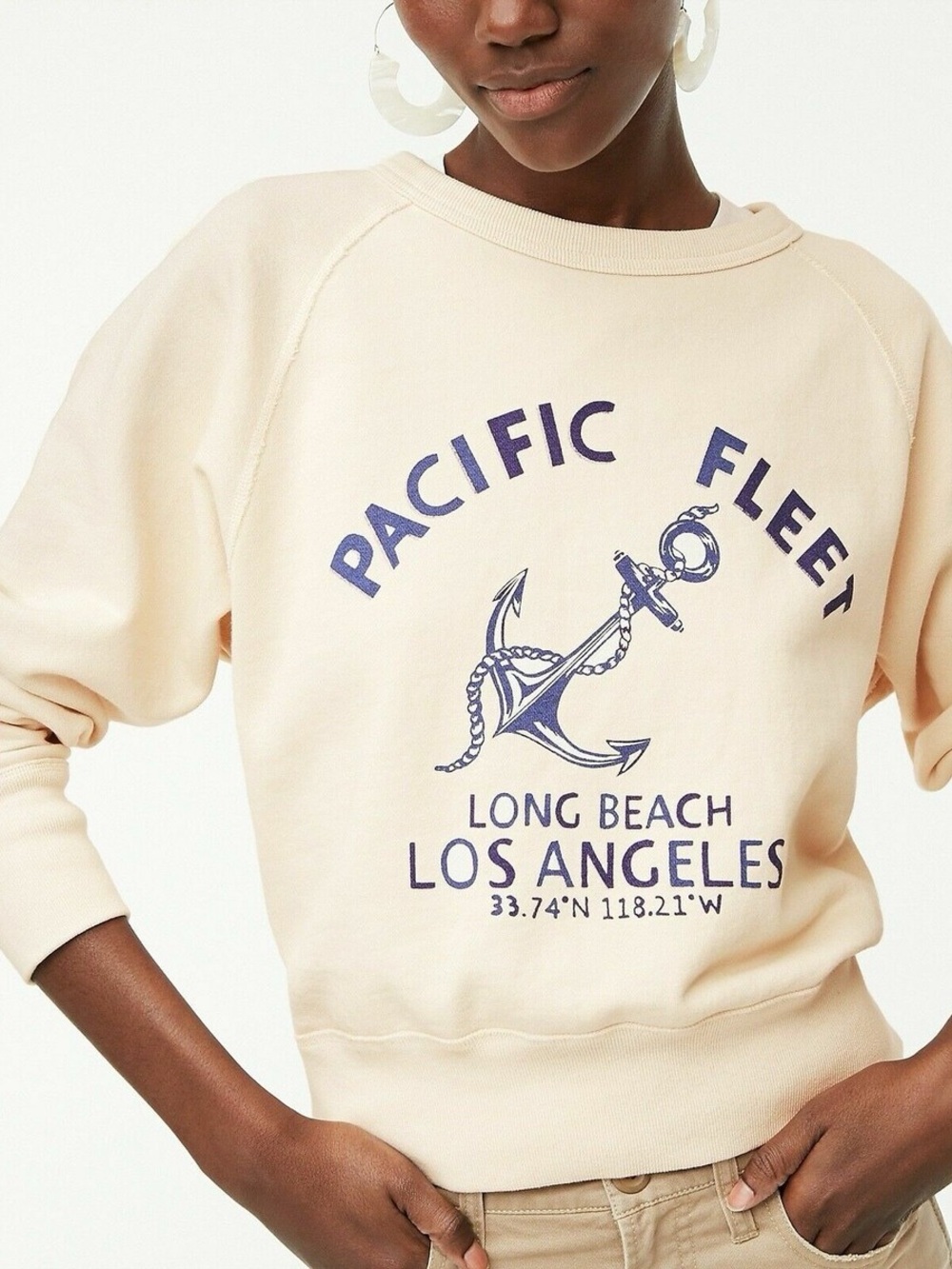J. Crew Pacific Fleet Long Beach Graphic Sweatshirt - Cream